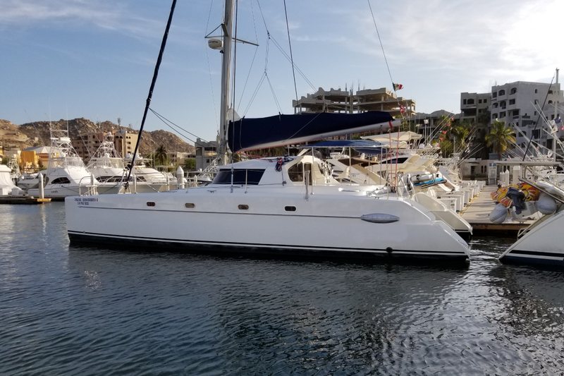43 foot Belize catamaran with spacious deck layout for Cabo charters