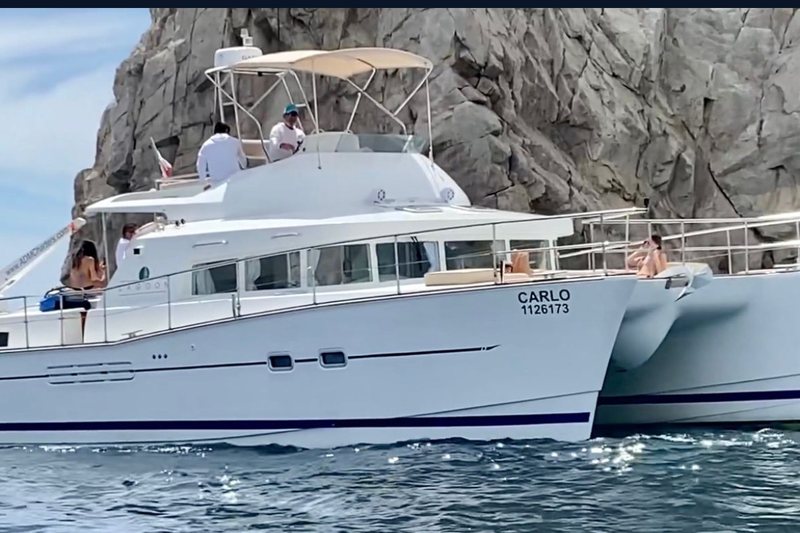 43 foot Lagoon catamaran for family charters and sunset cruises in Cabo